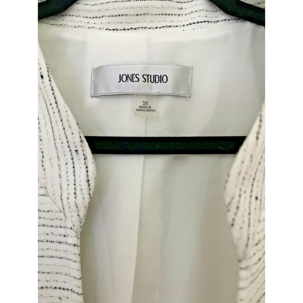Jones Studio Textured Blazer Jacket 3X Cream Black Stripe Open Front Career Jack - Picture 3 of 3